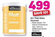 Homestead Matt Walls-20Ltr Each