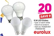 Eurolux 6W LED Globes-Each