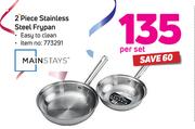 Mainstays 2 Piece Stainless Steel Frypan-Per Set