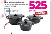Mainstays  6 Piece Cast Iron Pot Set -Per Set