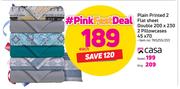 Casa Plain Printed 2 Flat Sheet Double 200 x 230 & 2 Pillowcases 45 x 70-Each