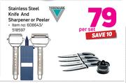 Verimark Stainless Steel Knife And Sharpener Or Peeler-Per Set