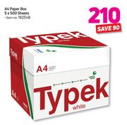 Typek A4 White Paper Box-5 x 500 Sheets