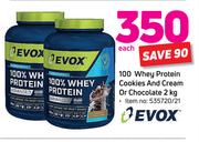 Evox 100 Whey Protein Cookies & Cream Or Chocolate-2Kg Each
