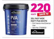 Homestead Fast Hide Matt PVA White-20Ltr Each