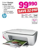 HP 3-In-1 Deskjet Printer 2130