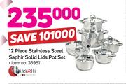 Tissolli 12-Piece Stainless Steel Saphir Solid Lids Pot Set 