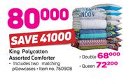 Double Polycotton Assorted Comforter Including 2 Matching Pillowcases