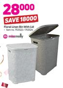 Missmolly Floral Linen Bin With Lid-Each