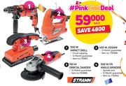 Stramm 50W Impact Drill/150W Orbital Sander/450W Jigsaw/500W 115 Angle Grinder-Each