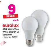 Eurolux A60 Warm/ Cool White Clip On Or Screw On-Each