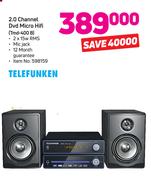 Telefunken 2.0 Channel DVD Micro Hi-Fi TMD-400 B