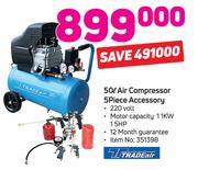 Tradeair 50Ltr Air Compressor 5-Piece Accessory