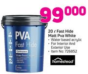 Homestead Fast Hide Matt PVA White-20Ltr