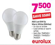 Eurolux A60 LED 6WEs Warm White G641ES-Each