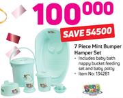 Baby Care 7-Piece Mint Bumper Hamper Set