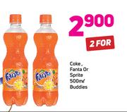 Coke/Fanta Or Sprite-2x500ml Buddies
