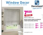 Decorland Ready-Made 25mm Aluminium Venetian Blinds 600W x 1000H mm