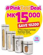 4 Piece Glass Canister Stainess Steel
