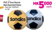 Sondico PVC 2 Tone Soccer Ball Assorted Sizes-Each