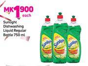 Sunlight Dishwashing Liquid Regular Bottle-750ml Each