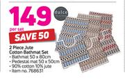 Dulce Home 2 Piece Jute Cotton Bathmat Set-Per Set