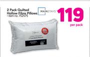 Mainstays 2 Pack Quilted Hollow Fibre Pillows-Per Pack