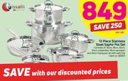 Tissolli 12 Piece Stainless Steel Saphir Pot Set-Per Set