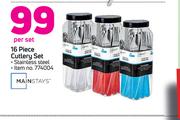 Mainstays 16 Piece Cutlery Set Stainless Steel-Per Set