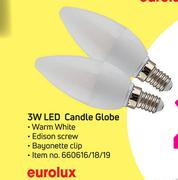 Eurolux 3W LED Candle Globe-Each