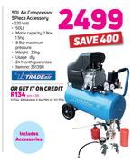 Tradeair 50Ltr Air Compressor 5 Piece Accessory