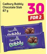 Cadbury Bubbly Chocolate Slab 87g-For 2