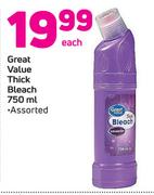 Great Value Thick Bleach-750ml Assorted