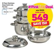 Mainstays 8-Piece Stainless Steel Solid Lids Pot Set-Per Set
