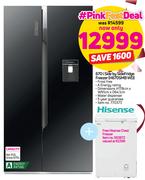 Hisense 670Ltr Side By Side Fridge Freezer H670SMB WD + Free Hisense Chest Freezer