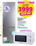 Hisense 359Ltr Bottom Freezer Fridge Metallic H359ME + Free Hisense 20Ltr Microwave