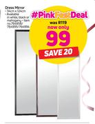 Dress Mirror 34x124cm In Black, White Or Mahogany-Each