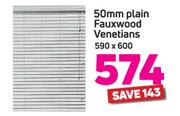 Decorland 50mm Plain Fauxwood Venetians (590 x 600)