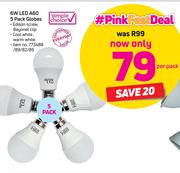 Simple Choice 6W LED A60 5-Pack Globes-Per Pack