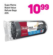 Supa Mama Black Value Refuse Bags-20's
