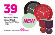 Assorted 20Cm Colour Clock-Each
