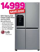 LG 600L Slide By Slide Freezer Fridge With Water And Ice Dispenser (Silver) 