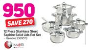 Tissolli 12 Piece Stainless steel Saphire Solid Lids Pot Set