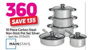 Mainstays 10 Piece Carbon Steel Non-Stick Pot Set (Silver)