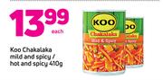 Koo Chakalaka Mild And Spicy/ Hot And Spicy 410g-Each