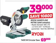 Ryobi 850 W Handyline Mitre Saw HMS850