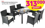 Bono Dining Set With Glass Table Six Chairs