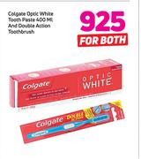 Colgate Optic White Tooth Paste 400ml And Double Action Toothbrush-For Both