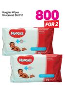 Huggies Wipes Unscented 56 x 12-For 2