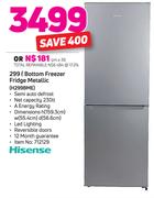 Hisense 299L Bottom Freezer Fridge Metallic H299BME